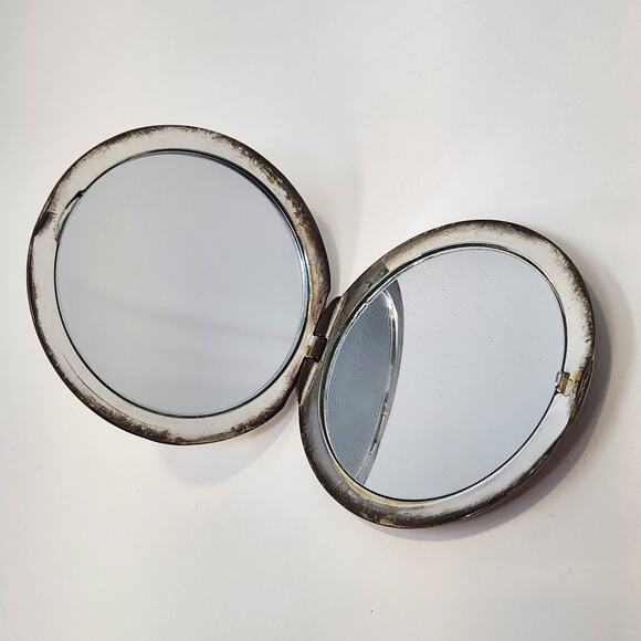 Lola Rose Silver Plated Compact Double Mirror Vintage Enamel Crystal Ornate - Picture 4 of 5